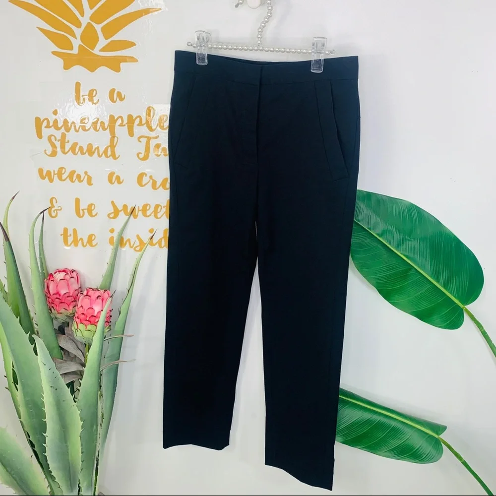 DIANE von FURSTENBERG Black Straight Trouser Pants Size 0 - Picture 1 of 13